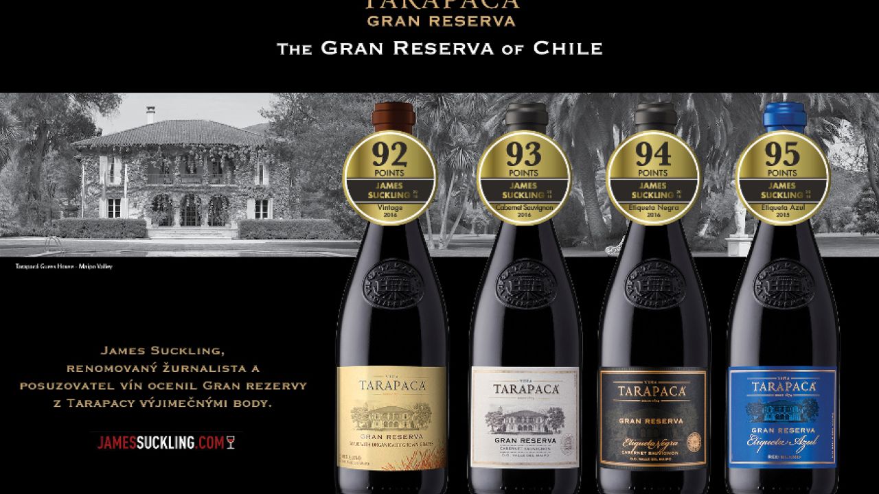 James Suckling ohodnotil vína Gran Reserva Tarapaca